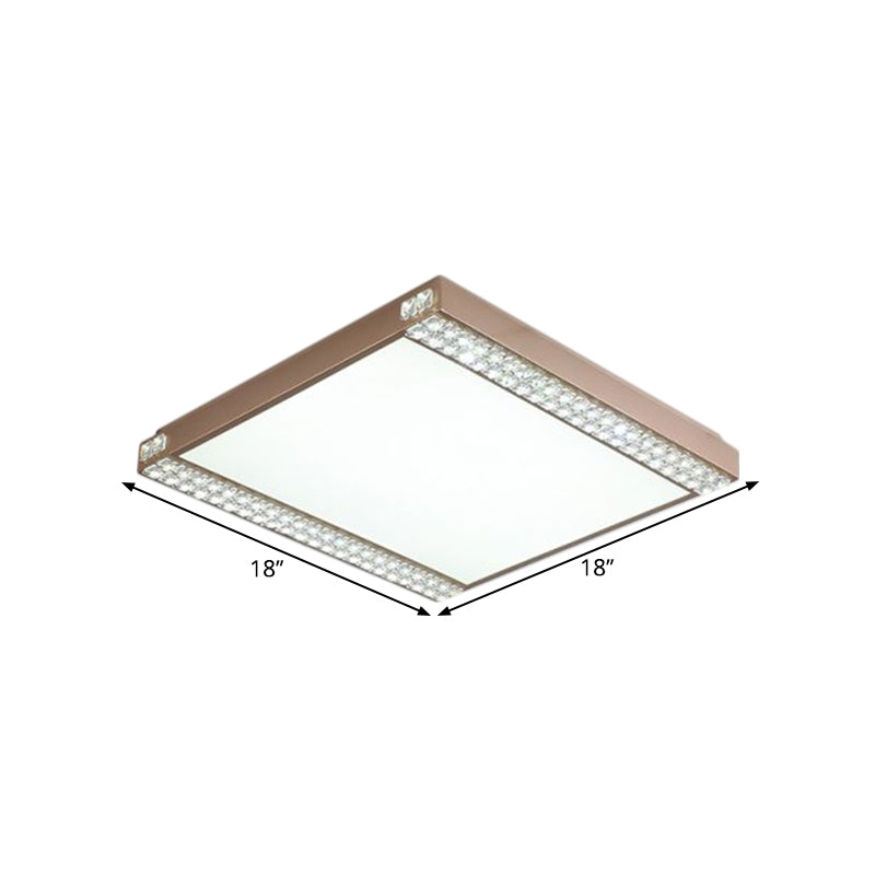 Metallic Square Ceiling Mounted Light Contemporary LED Flushmount Lighting with Crystal Bead Deco in Gold/Coffee Clearhalo 'Ceiling Lights' 'Close To Ceiling Lights' 'Close to ceiling' 'Flush mount' Lighting' 1651312
