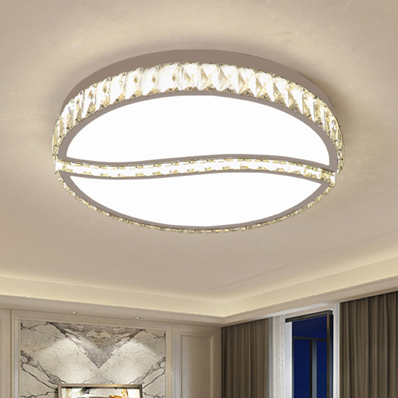 Circular Ceiling Mounted Fixture Contemporary Crystal Rectangle Drawing Room Flushmount in Chrome, Warm/White Light Chrome Clearhalo 'Ceiling Lights' 'Close To Ceiling Lights' 'Close to ceiling' 'Flush mount' Lighting' 1651325
