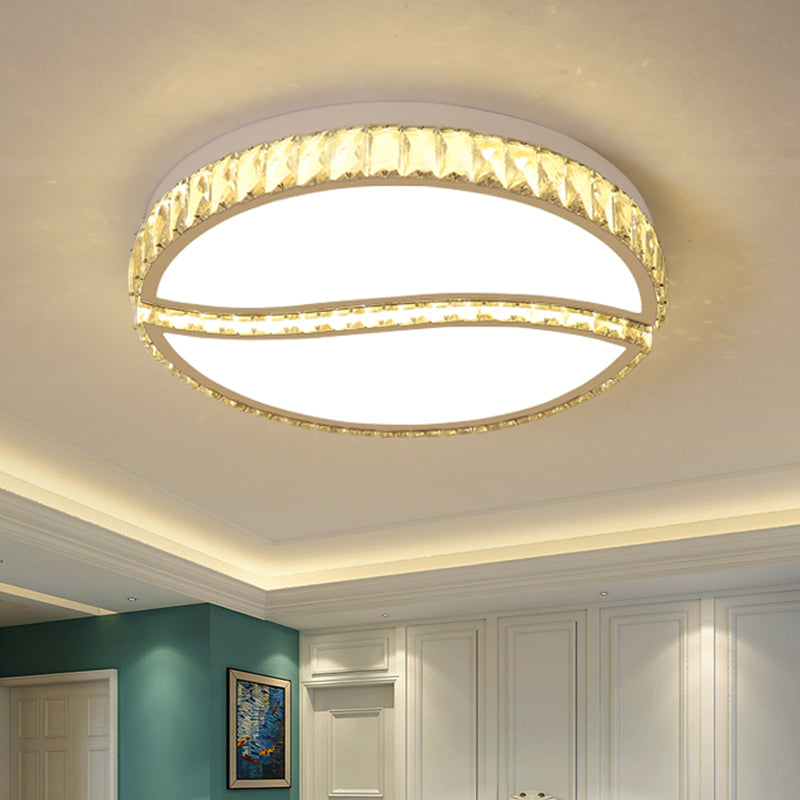 Circular Ceiling Mounted Fixture Contemporary Crystal Rectangle Drawing Room Flushmount in Chrome, Warm/White Light Clearhalo 'Ceiling Lights' 'Close To Ceiling Lights' 'Close to ceiling' 'Flush mount' Lighting' 1651326