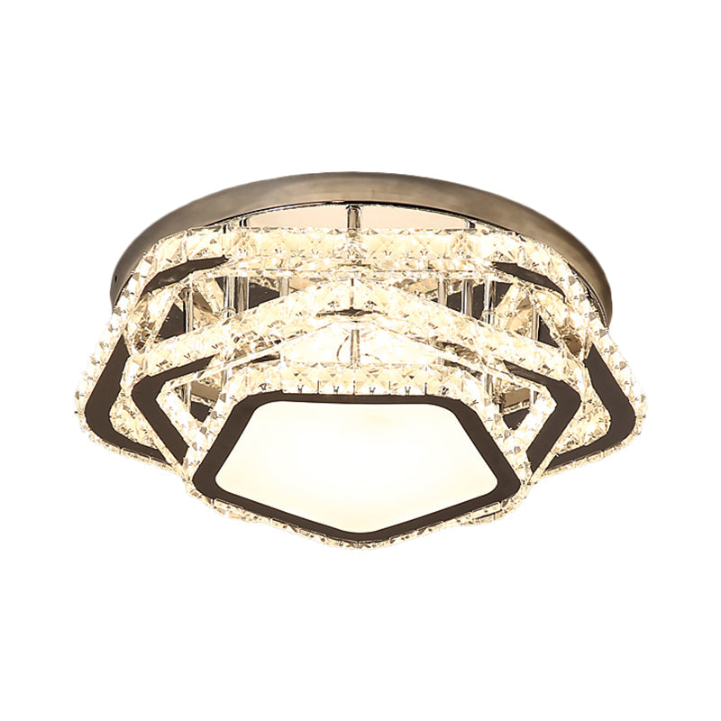 Star Beveled Crystal Ceiling Fixture Minimalism LED Chrome Semi Flush Mount in Warm/White Light Clearhalo 'Ceiling Lights' 'Close To Ceiling Lights' 'Close to ceiling' 'Semi-flushmount' Lighting' 1651459