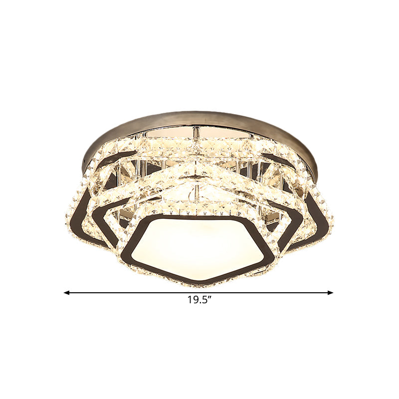 Star Beveled Crystal Ceiling Fixture Minimalism LED Chrome Semi Flush Mount in Warm/White Light Clearhalo 'Ceiling Lights' 'Close To Ceiling Lights' 'Close to ceiling' 'Semi-flushmount' Lighting' 1651460