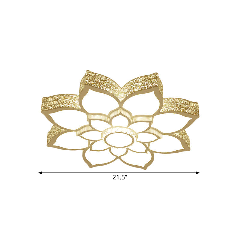 White LED Lotus Ceiling Fixture Contemporary Metallic Flush Mount Light, 21.5"/29.5" Width Clearhalo 'Ceiling Lights' 'Close To Ceiling Lights' 'Close to ceiling' 'Flush mount' Lighting' 1651513
