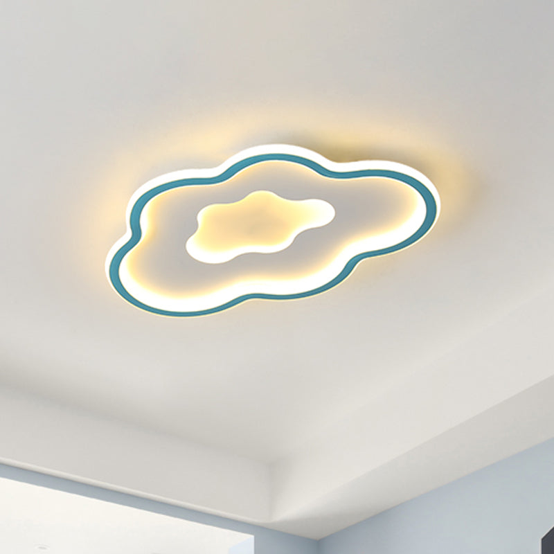 Cloud Kids Bedroom Flush Light Fixture Acrylic LED Cartoon Flush Mount Lighting in Pink/Blue Blue Clearhalo 'Ceiling Lights' 'Close To Ceiling Lights' 'Close to ceiling' 'Flush mount' Lighting' 1651581