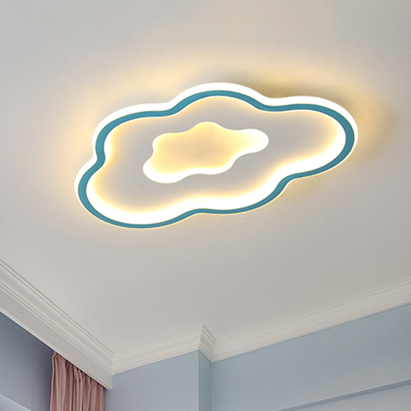 Cloud Kids Bedroom Flush Light Fixture Acrylic LED Cartoon Flush Mount Lighting in Pink/Blue Clearhalo 'Ceiling Lights' 'Close To Ceiling Lights' 'Close to ceiling' 'Flush mount' Lighting' 1651582