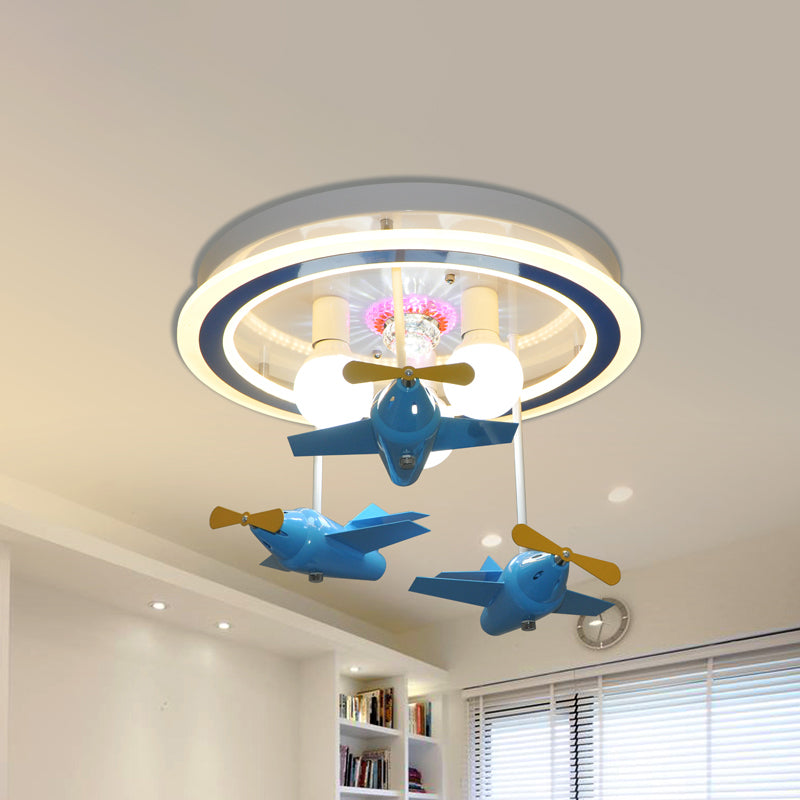 Blue Airplane Lighting Fixture with Bare Bulb Design Cartoon LED Metal Close to Ceiling Light Clearhalo 'Ceiling Lights' 'Close To Ceiling Lights' 'Close to ceiling' 'Flush mount' Lighting' 1651602