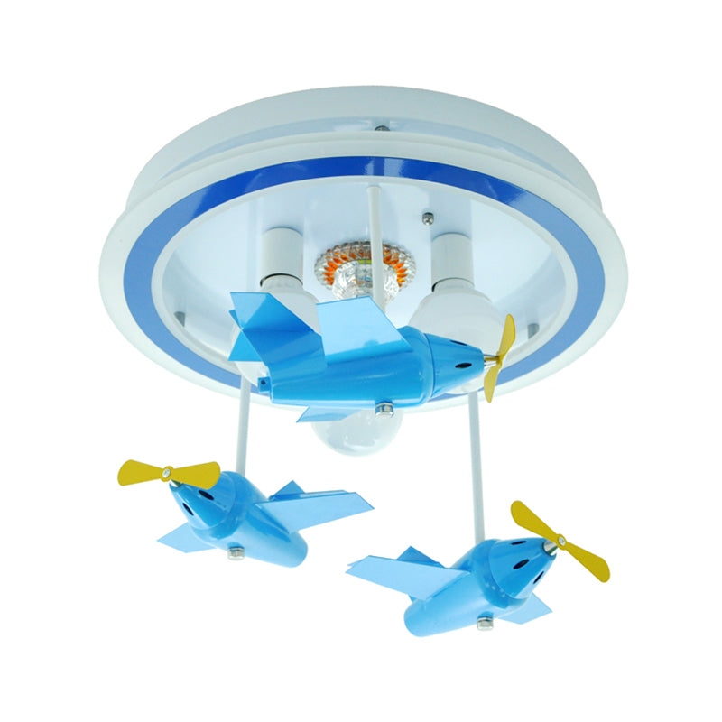 Blue Airplane Lighting Fixture with Bare Bulb Design Cartoon LED Metal Close to Ceiling Light Clearhalo 'Ceiling Lights' 'Close To Ceiling Lights' 'Close to ceiling' 'Flush mount' Lighting' 1651603