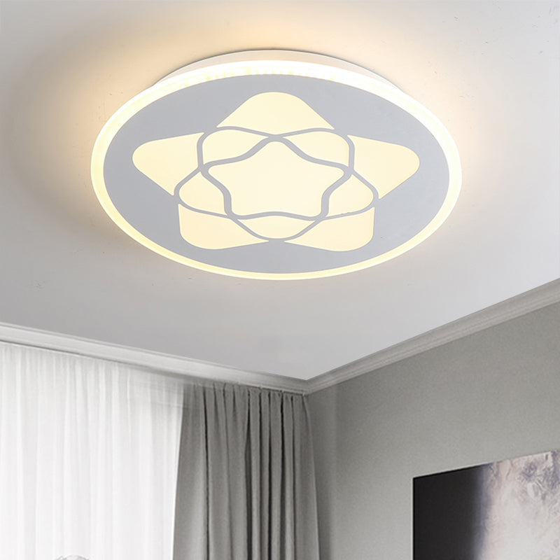 Kids Moon/Star/Loving Heart Flushmount Lighting Metallic LED Bedroom Flush Mount Lamp in White White Star Clearhalo 'Ceiling Lights' 'Close To Ceiling Lights' 'Close to ceiling' 'Flush mount' Lighting' 1651752