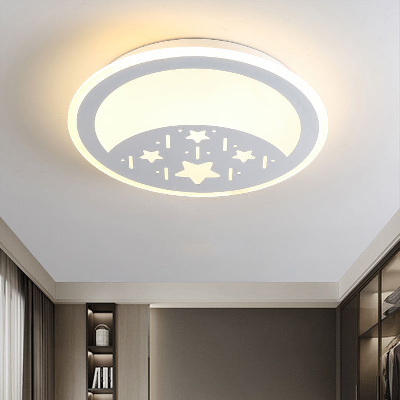Kids Moon/Star/Loving Heart Flushmount Lighting Metallic LED Bedroom Flush Mount Lamp in White Clearhalo 'Ceiling Lights' 'Close To Ceiling Lights' 'Close to ceiling' 'Flush mount' Lighting' 1651757