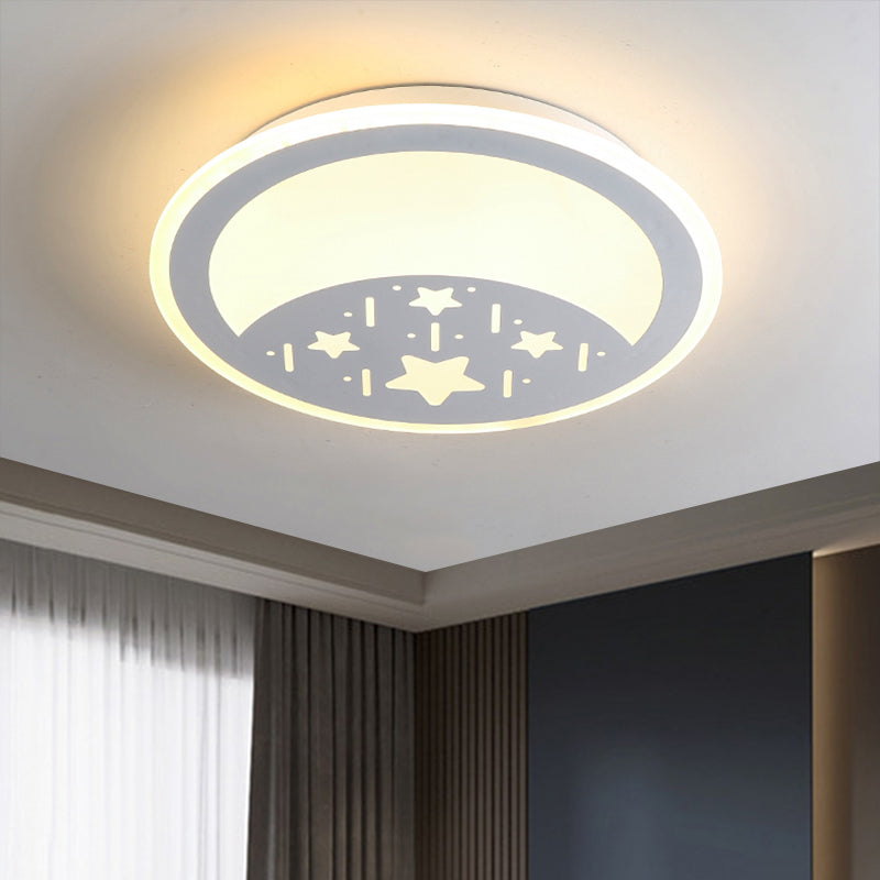 Kids Moon/Star/Loving Heart Flushmount Lighting Metallic LED Bedroom Flush Mount Lamp in White Clearhalo 'Ceiling Lights' 'Close To Ceiling Lights' 'Close to ceiling' 'Flush mount' Lighting' 1651758
