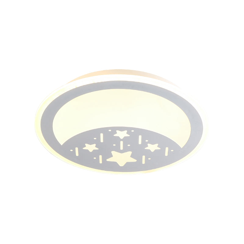 Kids Moon/Star/Loving Heart Flushmount Lighting Metallic LED Bedroom Flush Mount Lamp in White Clearhalo 'Ceiling Lights' 'Close To Ceiling Lights' 'Close to ceiling' 'Flush mount' Lighting' 1651759
