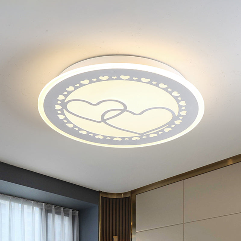 Kids Moon/Star/Loving Heart Flushmount Lighting Metallic LED Bedroom Flush Mount Lamp in White White Loving Heart Clearhalo 'Ceiling Lights' 'Close To Ceiling Lights' 'Close to ceiling' 'Flush mount' Lighting' 1651761
