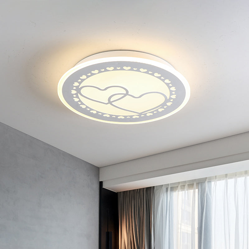 Kids Moon/Star/Loving Heart Flushmount Lighting Metallic LED Bedroom Flush Mount Lamp in White Clearhalo 'Ceiling Lights' 'Close To Ceiling Lights' 'Close to ceiling' 'Flush mount' Lighting' 1651762
