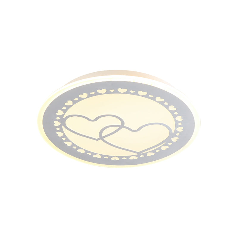 Kids Moon/Star/Loving Heart Flushmount Lighting Metallic LED Bedroom Flush Mount Lamp in White Clearhalo 'Ceiling Lights' 'Close To Ceiling Lights' 'Close to ceiling' 'Flush mount' Lighting' 1651764
