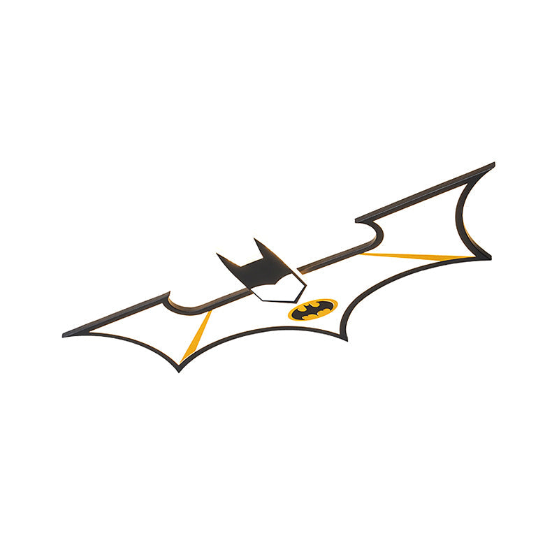 Acrylic Batman Flush Ceiling Light Cartoon LED Flush Mount Fixture in Black/Blue, Warm/White Light Clearhalo 'Ceiling Lights' 'Close To Ceiling Lights' 'Close to ceiling' 'Flush mount' Lighting' 1651773