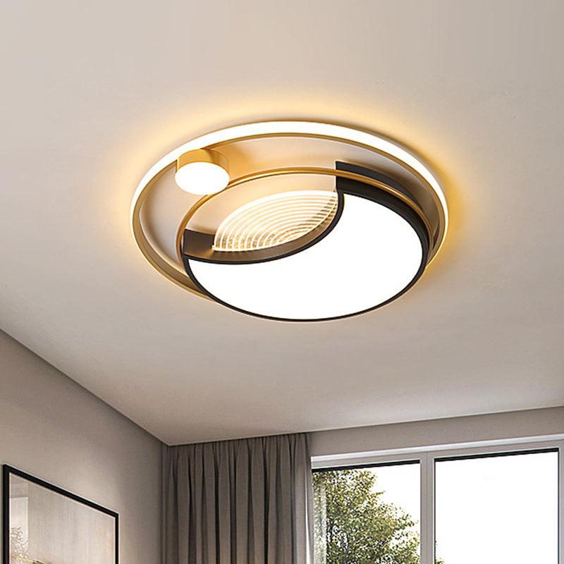 Modern LED Flush Ceiling Light with Acrylic Shade Black Square/Round Flush Mount in Warm/White Light Black Round Clearhalo 'Ceiling Lights' 'Close To Ceiling Lights' 'Close to ceiling' 'Flush mount' Lighting' 1651809