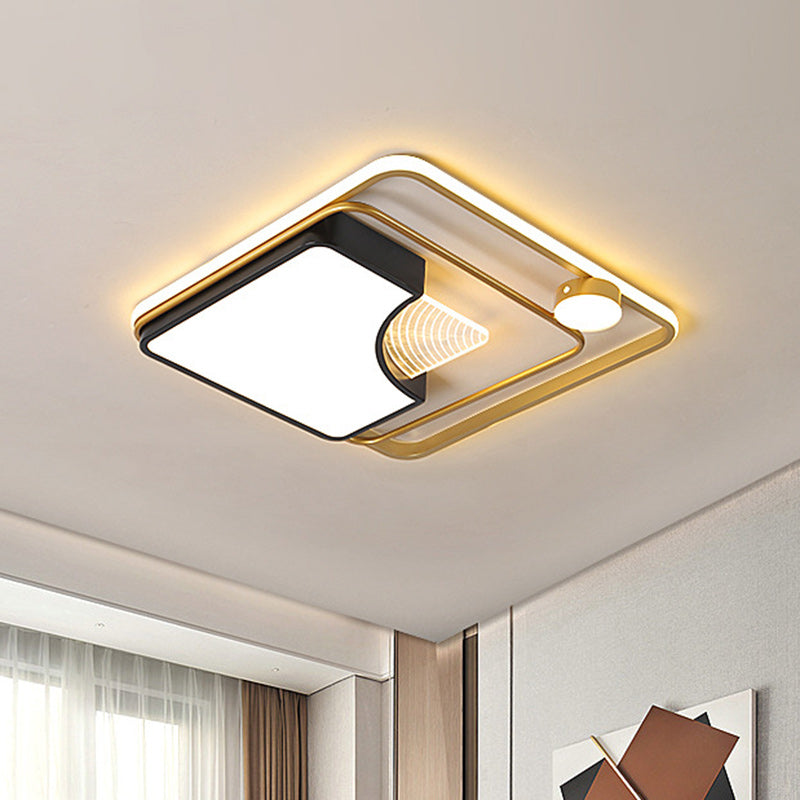 Modern LED Flush Ceiling Light with Acrylic Shade Black Square/Round Flush Mount in Warm/White Light Clearhalo 'Ceiling Lights' 'Close To Ceiling Lights' 'Close to ceiling' 'Flush mount' Lighting' 1651814