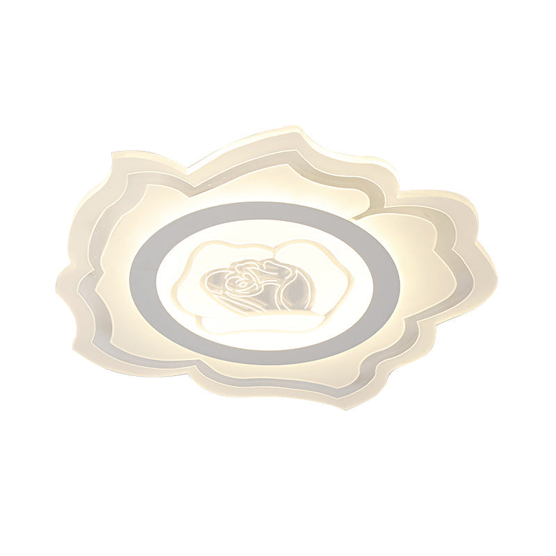 White Flower Flush Light Fixture Modernist LED Acrylic Flush Mount Lighting, Warm/White Light Clearhalo 'Ceiling Lights' 'Close To Ceiling Lights' 'Close to ceiling' 'Flush mount' Lighting' 1651832