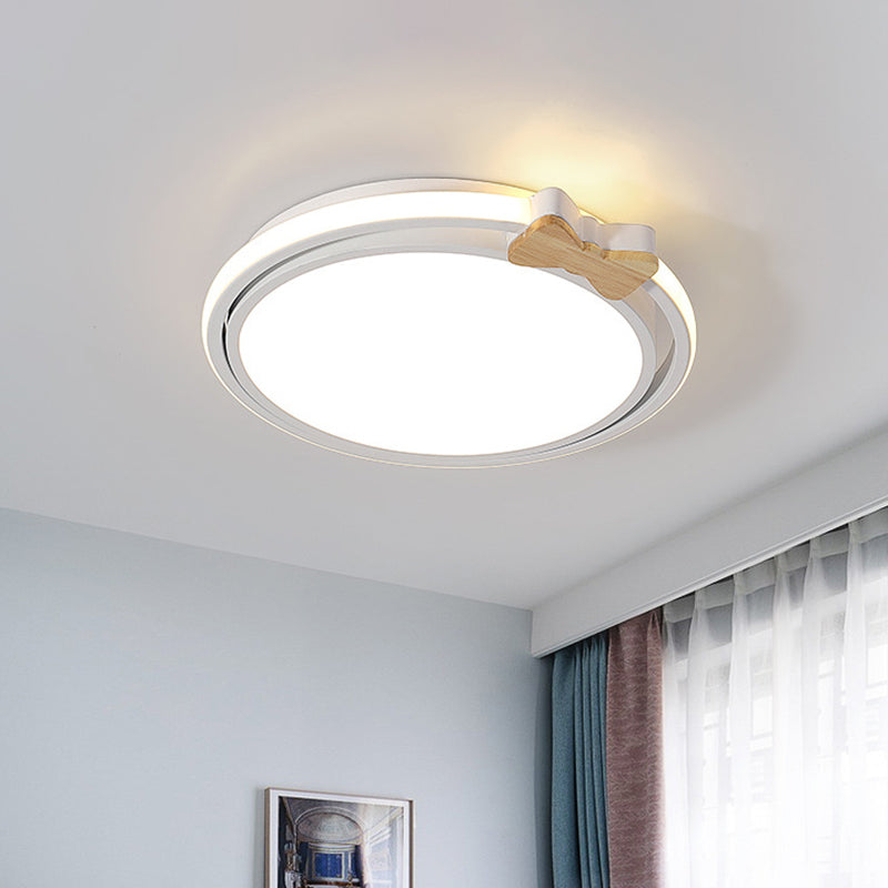 Round Flush Mount Lamp Modernism Acrylic Grey/White/Green LED Flush Ceiling Light with Bow Decor Clearhalo 'Ceiling Lights' 'Close To Ceiling Lights' 'Close to ceiling' 'Flush mount' Lighting' 1651839