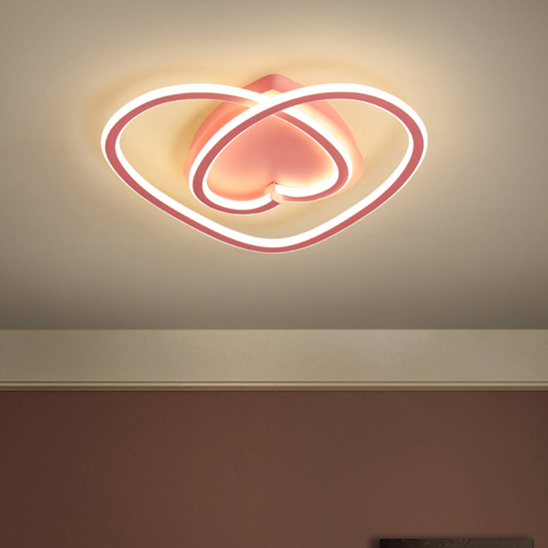 Loving Heart Bedroom Flush Mount Light Acrylic LED Modernist Ceiling Mounted Fixture in Pink/Gold Clearhalo 'Ceiling Lights' 'Close To Ceiling Lights' 'Close to ceiling' 'Flush mount' Lighting' 1651851