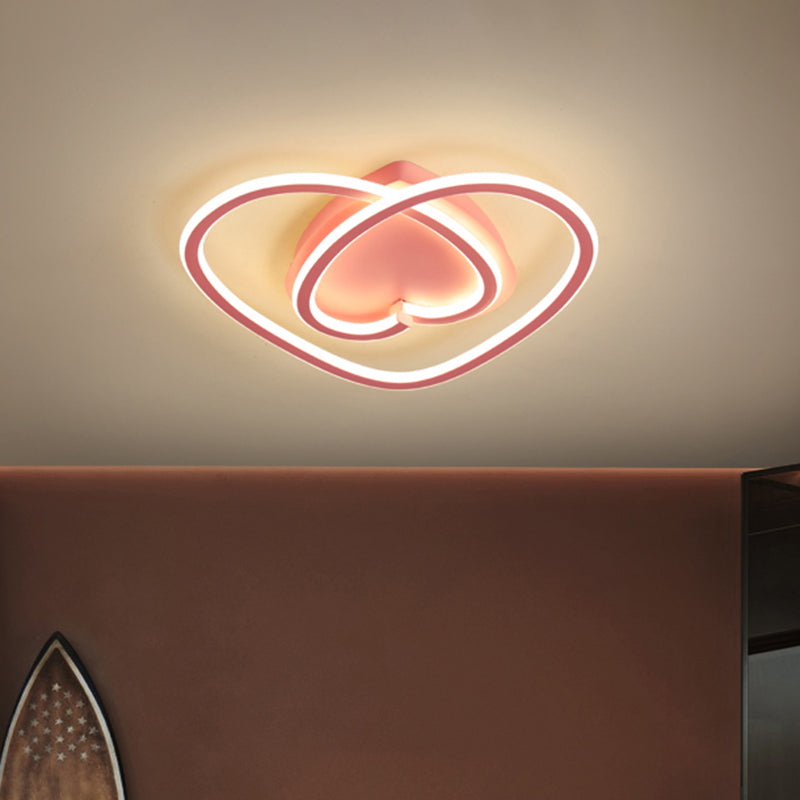 Loving Heart Bedroom Flush Mount Light Acrylic LED Modernist Ceiling Mounted Fixture in Pink/Gold Clearhalo 'Ceiling Lights' 'Close To Ceiling Lights' 'Close to ceiling' 'Flush mount' Lighting' 1651852