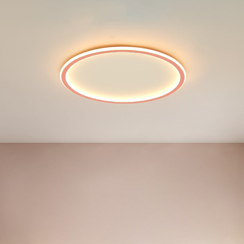 Circular Ceiling Mounted Light Minimalist Acrylic Pink/Blue LED Flush Mount Lighting for Bedroom Clearhalo 'Ceiling Lights' 'Close To Ceiling Lights' 'Close to ceiling' 'Flush mount' Lighting' 1651855