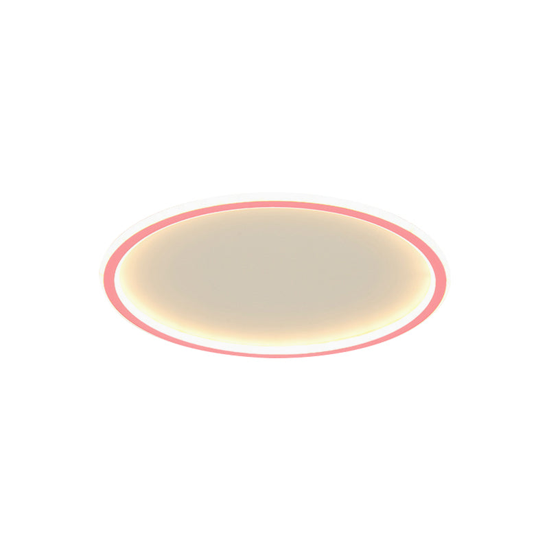 Circular Ceiling Mounted Light Minimalist Acrylic Pink/Blue LED Flush Mount Lighting for Bedroom Clearhalo 'Ceiling Lights' 'Close To Ceiling Lights' 'Close to ceiling' 'Flush mount' Lighting' 1651856