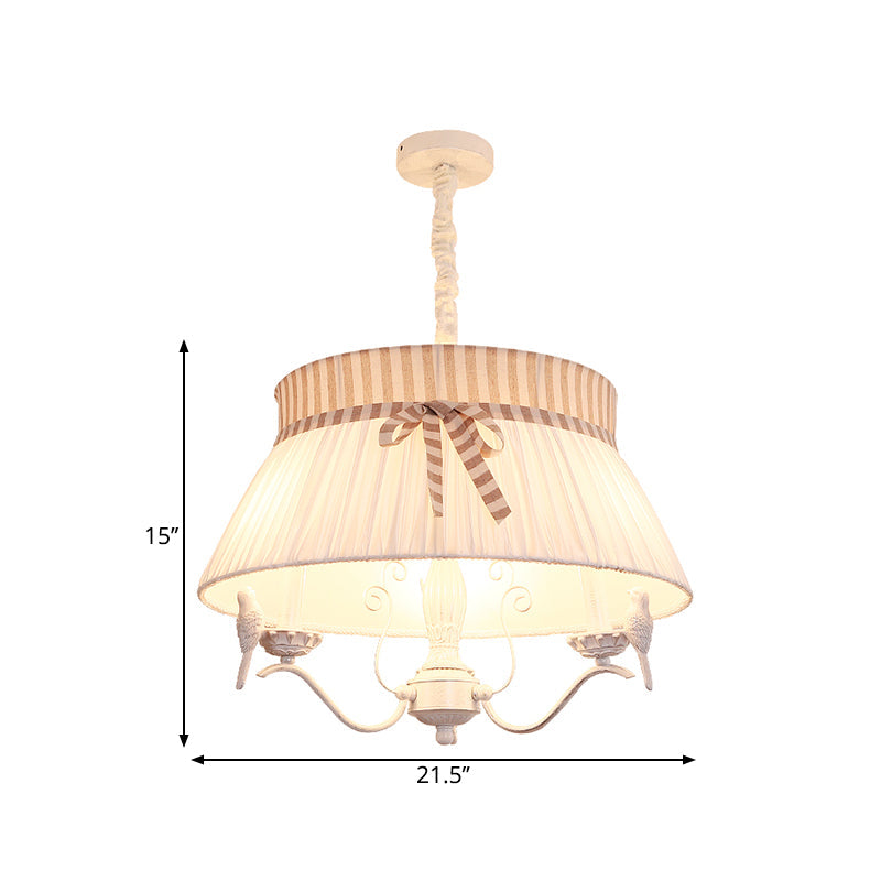 Modern 3 Lights Chandelier Lamp with Fabric Shade White Conical Pendant Light Fixture Clearhalo 'Ceiling Lights' 'Chandeliers' Lighting' options 1651920