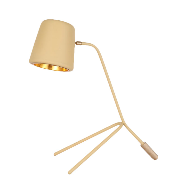 Pink/Yellow/Green Finish Cone Desk Light Macaron 1 Light Metal Tripod Reading Lamp for Bedroom Clearhalo 'Lamps' 'Table Lamps' Lighting' 1652063