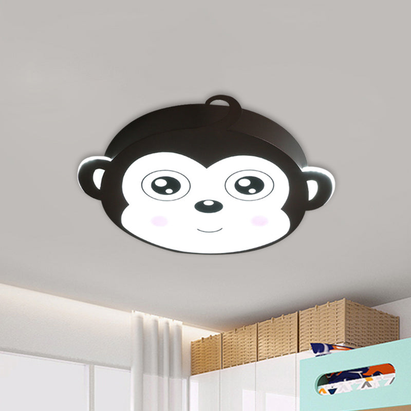 Pink/Coffee Monkey Close to Ceiling Lamp Cartoon LED Metallic Flush Mount Fixture for Children Room Clearhalo 'Ceiling Lights' 'Close To Ceiling Lights' 'Close to ceiling' 'Flush mount' Lighting' 1652074