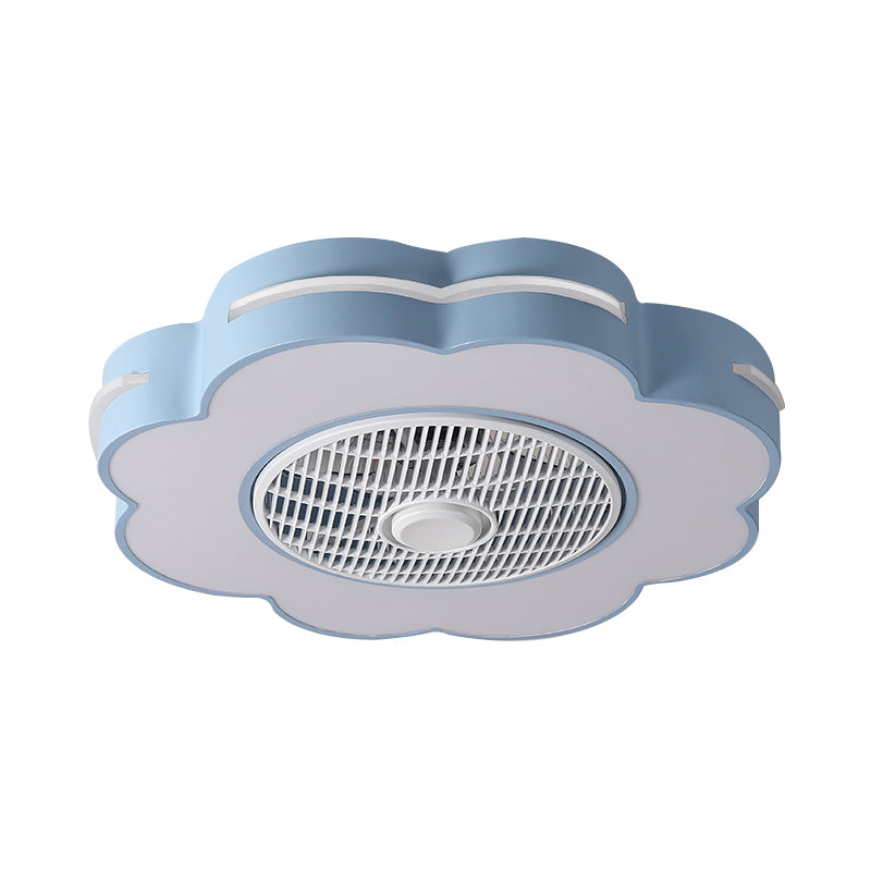 Flower LED Semi Flush Mount Fixture Minimal Acrylic White/Black/Pink Ceiling Fan Lighting for Bedroom, 23