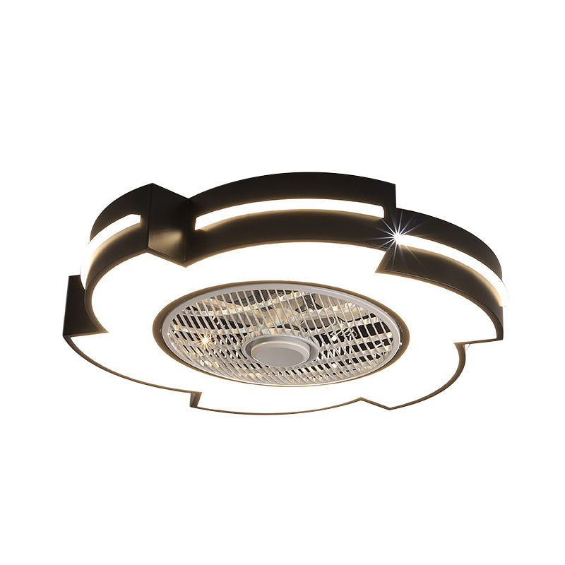 21.5" Wide Windmill LED Ceiling Fan Lamp Minimalist Acrylic White/Black/Blue Semi Flushmount Lighting Clearhalo 'Ceiling Fans with Lights' 'Ceiling Fans' 'Modern Ceiling Fans' 'Modern' Lighting' 1652112