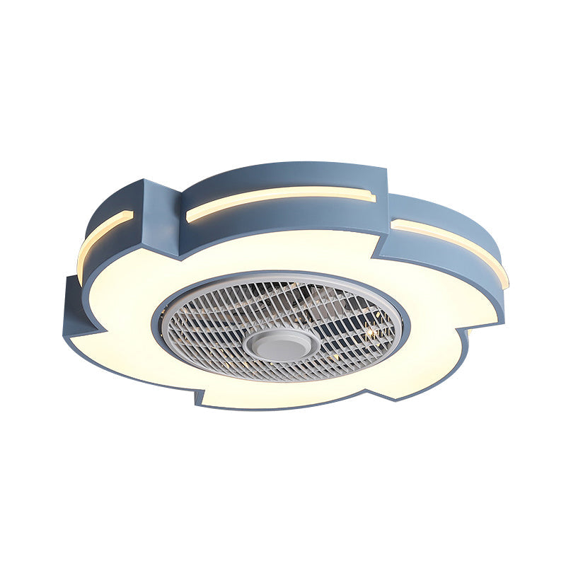 21.5" Wide Windmill LED Ceiling Fan Lamp Minimalist Acrylic White/Black/Blue Semi Flushmount Lighting Clearhalo 'Ceiling Fans with Lights' 'Ceiling Fans' 'Modern Ceiling Fans' 'Modern' Lighting' 1652117