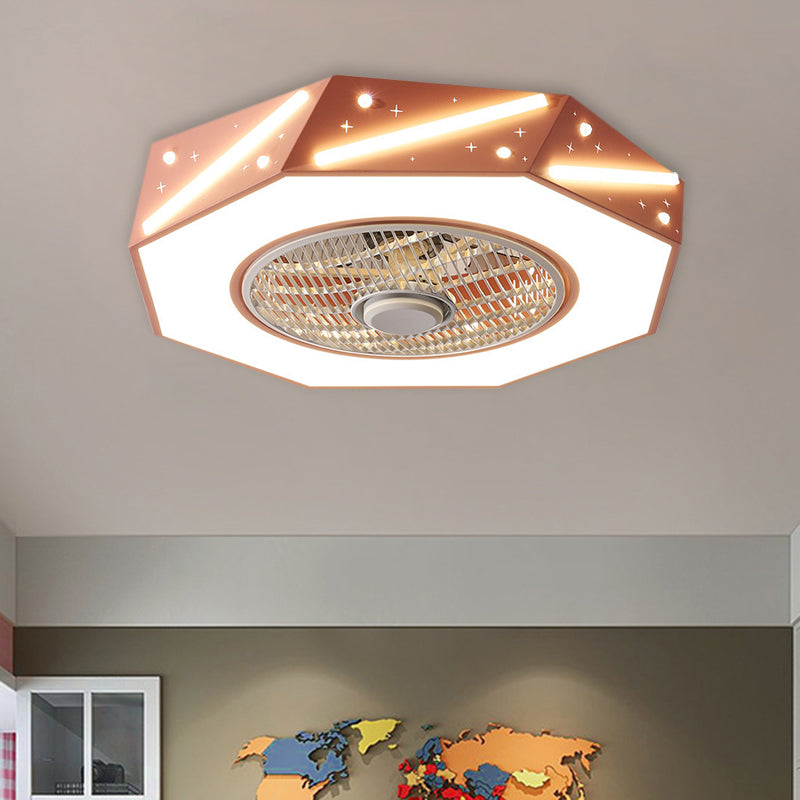Geometric Shaped Ceiling Fan Lighting Nordic Acrylic 21.5