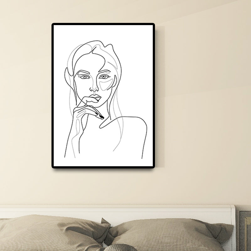 Light Color Minimalism Style Canvas Figure Portrait Wall Art Print for Living Room White Clearhalo 'Art Gallery' 'Canvas Art' 'Contemporary Art Gallery' 'Contemporary Art' 'Minimalism' 'Minimalist Art Gallery' 'Scandinavian' Arts' 1652253