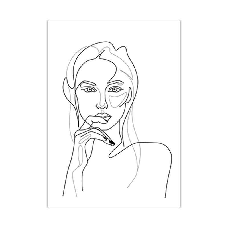 Light Color Minimalism Style Canvas Figure Portrait Wall Art Print for Living Room Clearhalo 'Art Gallery' 'Canvas Art' 'Contemporary Art Gallery' 'Contemporary Art' 'Minimalism' 'Minimalist Art Gallery' 'Scandinavian' Arts' 1652257