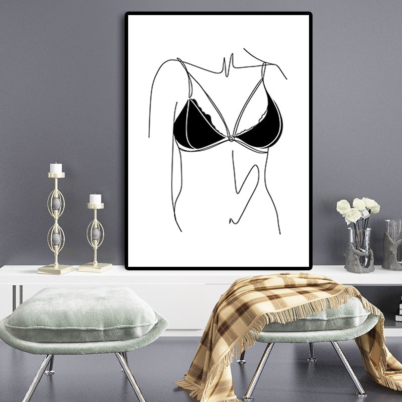 Light Color Minimalism Style Canvas Figure Portrait Wall Art Print for Living Room Black Clearhalo 'Art Gallery' 'Canvas Art' 'Contemporary Art Gallery' 'Contemporary Art' 'Minimalism' 'Minimalist Art Gallery' 'Scandinavian' Arts' 1652261