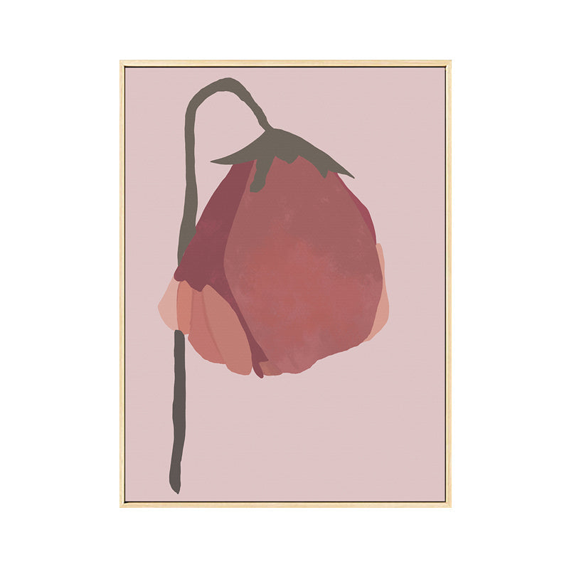 Nordic Blossom Wall Art Canvas Textured Red Painting for Living Room (Multiple Size Options)
