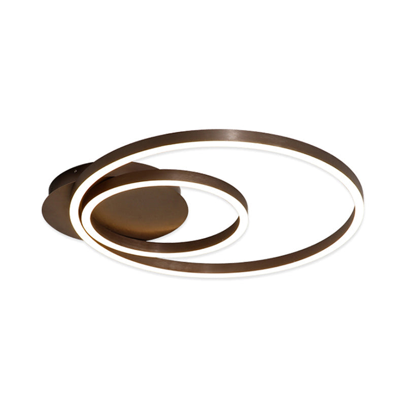 Black/Brown 1/2/3-Ring Semi Flush Light Contemporary LED Acrylic Ceiling Mounted Fixture in Warm/White/Natural Light, 16.5"/19.5"/23.5" Wide Clearhalo 'Ceiling Lights' 'Close To Ceiling Lights' 'Close to ceiling' 'Semi-flushmount' Lighting' 165242