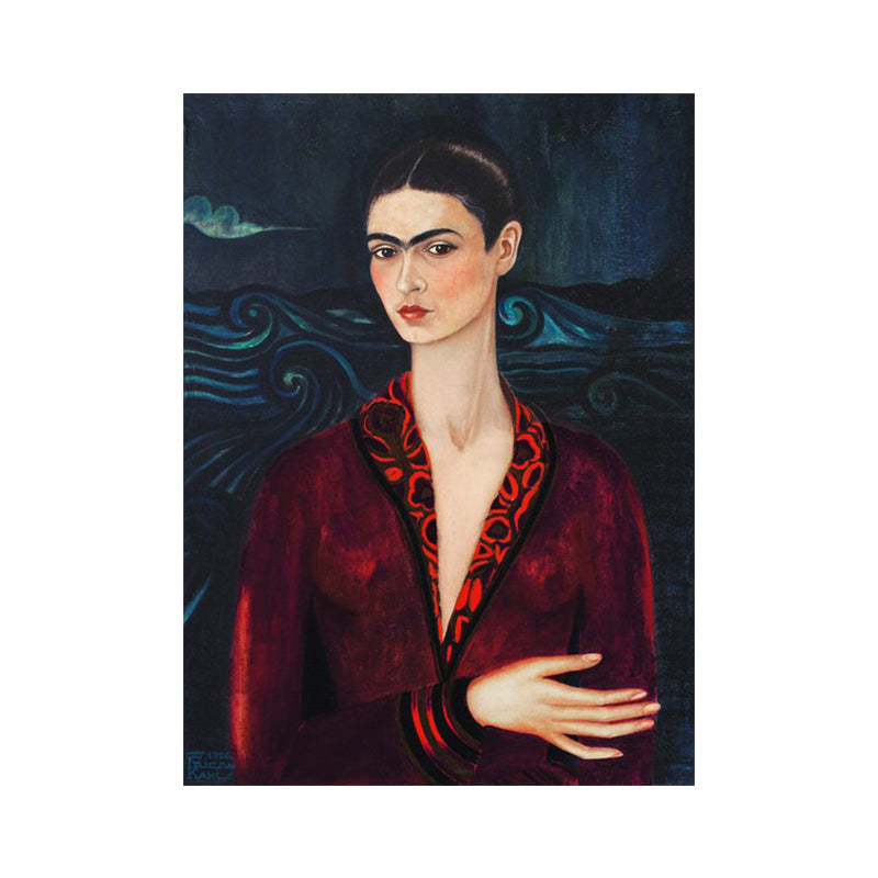 Elegant Model Portrait Painting for Girls Bedroom Figure Canvas Wall Art in Purple Clearhalo 'Art Gallery' 'Canvas Art' 'Traditional' Arts' 1652435