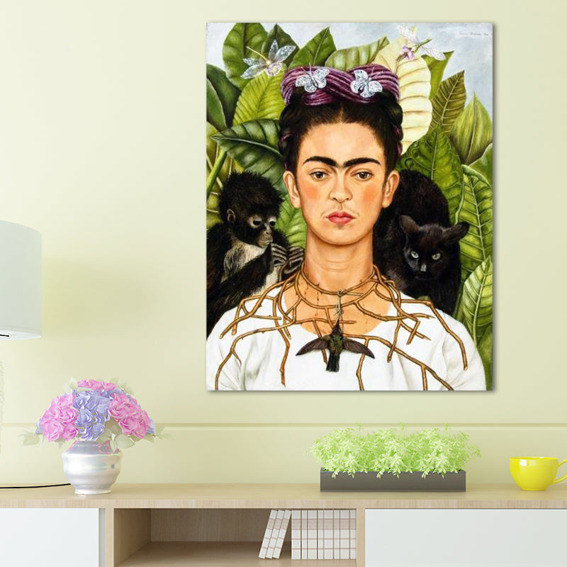 Elegant Model Portrait Painting for Girls Bedroom Figure Canvas Wall Art in Purple Clearhalo 'Art Gallery' 'Canvas Art' 'Traditional' Arts' 1652445