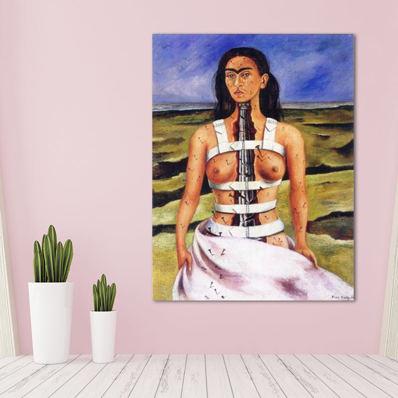 Elegant Model Portrait Painting for Girls Bedroom Figure Canvas Wall Art in Purple Purple Clearhalo 'Art Gallery' 'Canvas Art' 'Traditional' Arts' 1652447