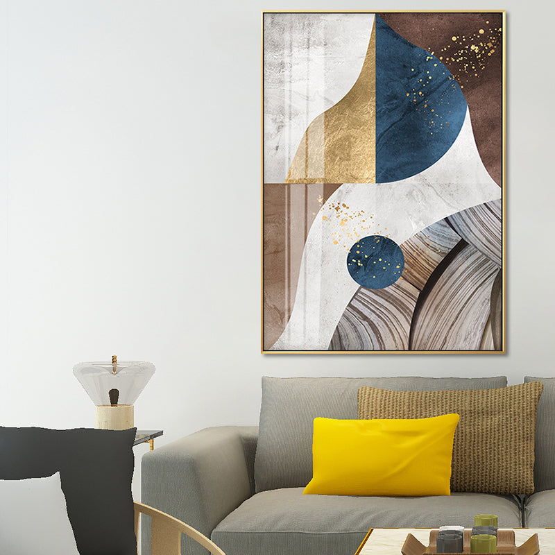 Geometry Canvas Print for Living Room Abstract Wall Art in Dark Color, Textured