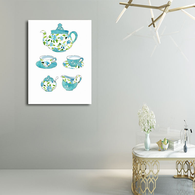 Blue Utensils Canvas Art Kitchenware Nordic Textured Wall Decoration for Dining Room - Clearhalo - 'Arts' - 'Canvas Art' - 1652779