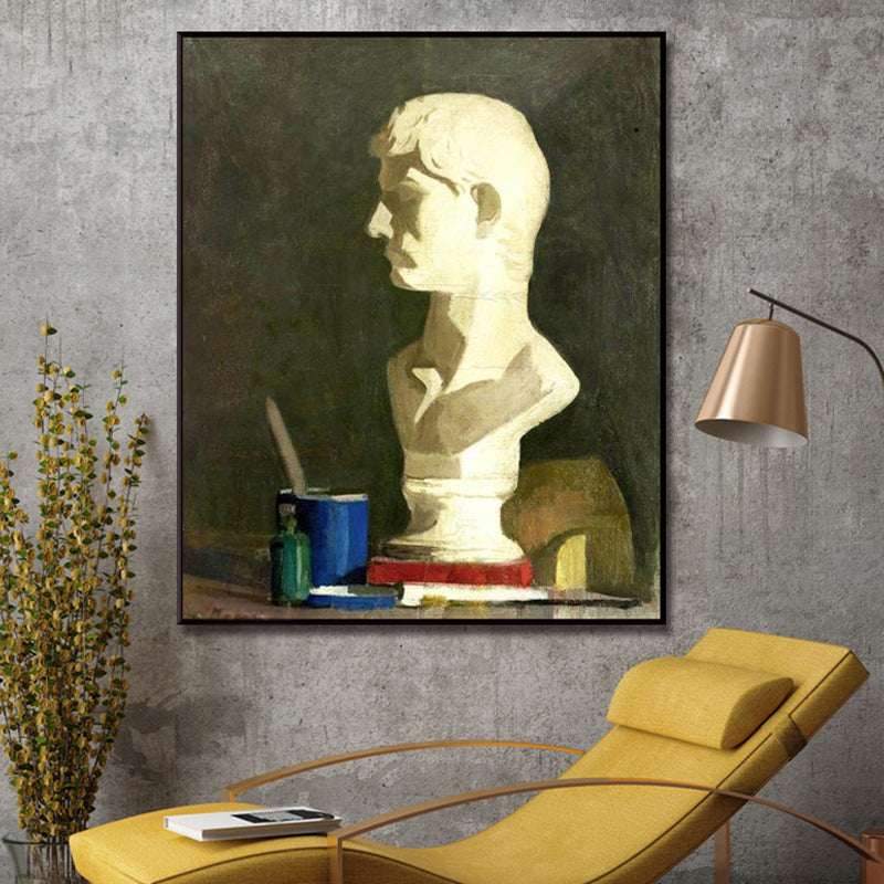 Oil Painting Traditional Canvas Male Sculpture in White, Multiple Sizes Available White Clearhalo 'Art Gallery' 'Canvas Art' 'Traditional' Arts' 1652883