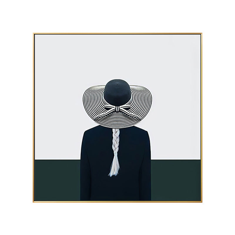 Grey Fashion Lady Square Canvas Wall Art Print for Guest Room, Multiple Size Options Clearhalo 'Art Gallery' 'Canvas Art' 'Contemporary Art Gallery' 'Modern' Arts' 1652893