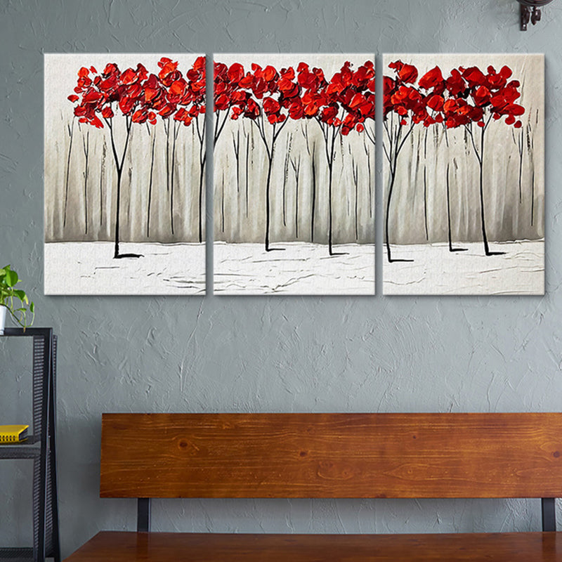 Rose Blossom Painting Wall Art Traditional Romantic Flowers Canvas Print in Red for Home Red Clearhalo 'Art Gallery' 'Canvas Art' 'Traditional' Arts' 1653190