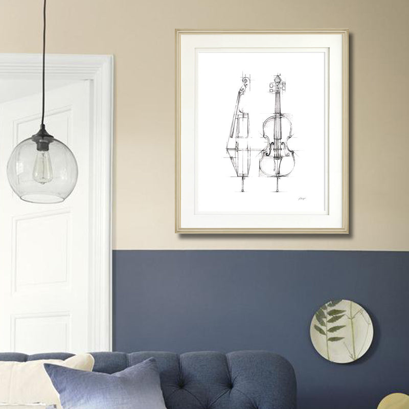 Minimalism Style Canvas White Pencil Musical Instruments Wall Art, Multiple Sizes Clearhalo 'Art Gallery' 'Canvas Art' 'Contemporary Art Gallery' 'Contemporary Art' 'Minimalism' 'Minimalist Art Gallery' 'Scandinavian' Arts' 1653226