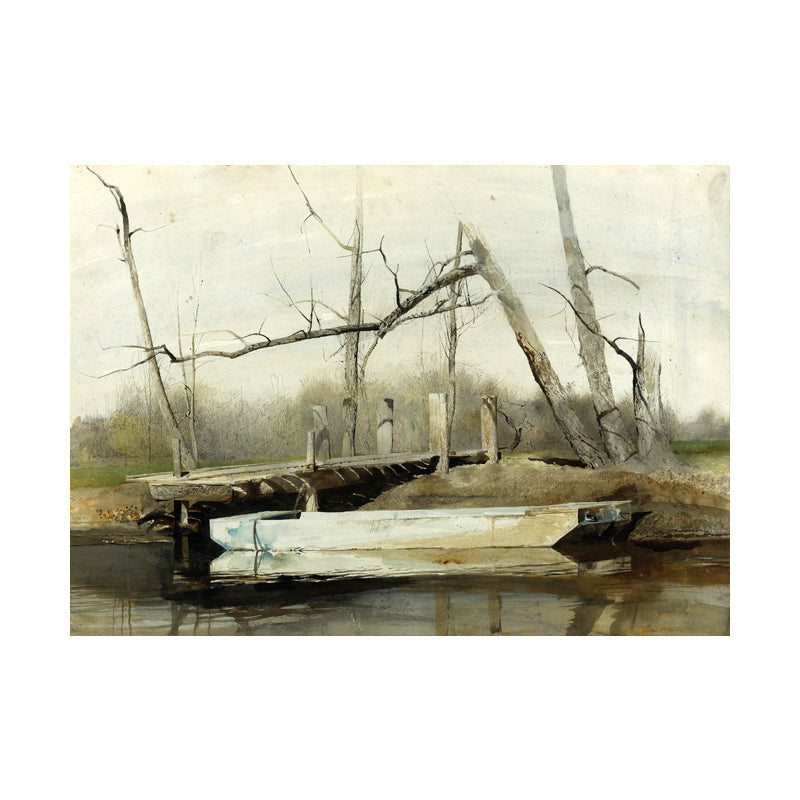 Farmhouse Landscape Painting Canvas Textured Black Wall Art Decor for Family Room Clearhalo 'Art Gallery' 'Canvas Art' 'Country Art Gallery' 'French Country' 'Rustic' Arts' 1653335