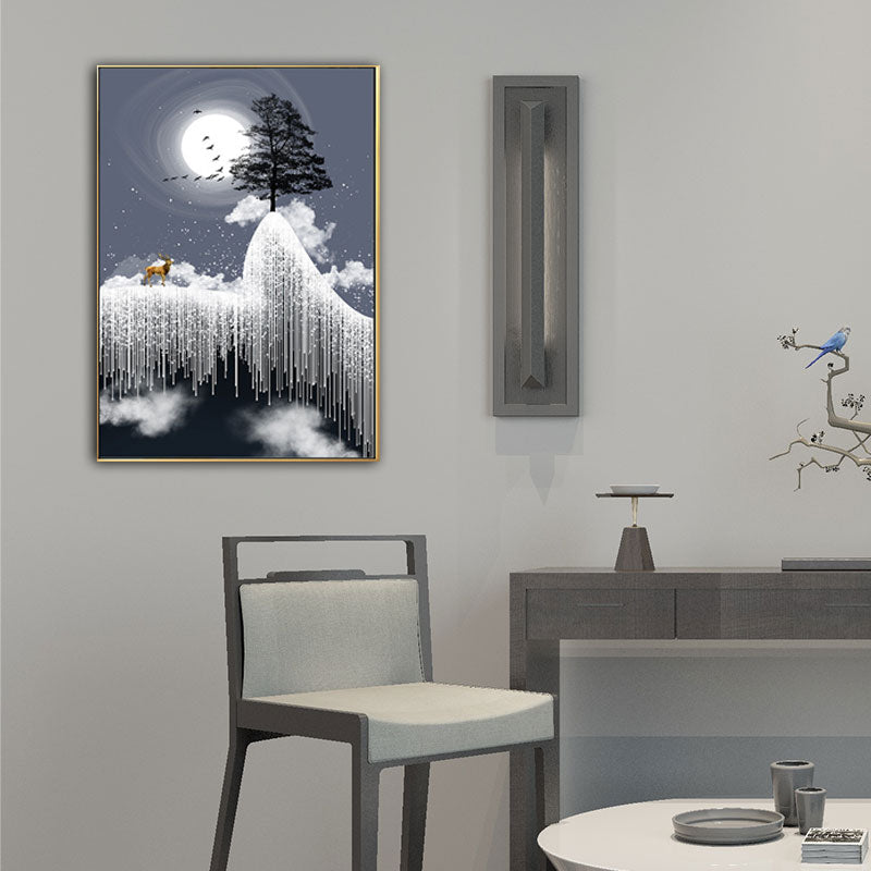 Glam Canvas White Tree at the Rime Cliff with Full Moon Scenery Wall Art for Room