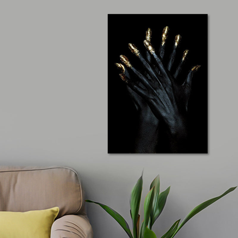 Gold Glam Canvas Wall Art Photographs Woman Face Paints Wall Decor for Living Room